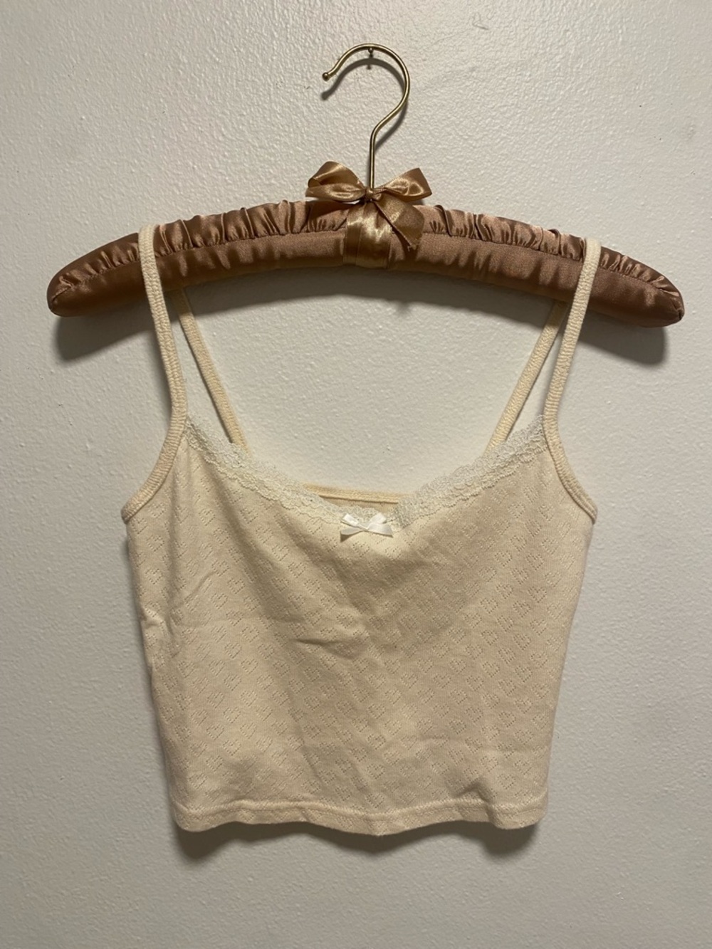 Brandy Melville Skylar Hearts Lace-Trim Cropped Tank